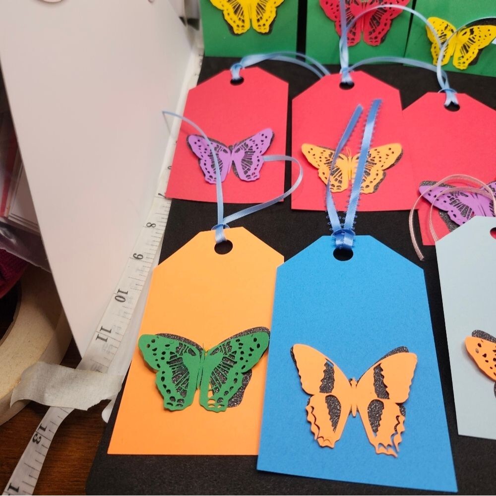 Hand Crafted Colorful Butterfly Gift Tags Thank You Cards Set Of 12 - Picture 4 of 13
